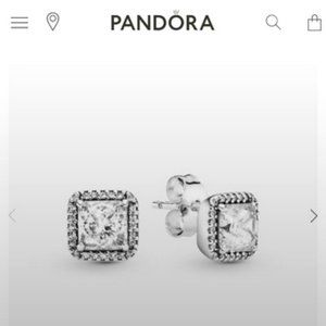Pandora Square Sparkle Halo Stud Earrings
